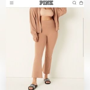 PINK COTTON HIGH WAIST ANKLE FLARE